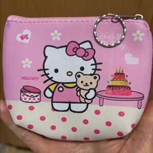 Hello Kitty Pink and White Polka Dot Pouch Coin-purse